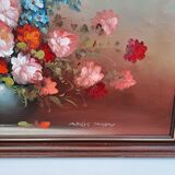 Huile sur toile bouquet de fleurs signé Charles Édouard