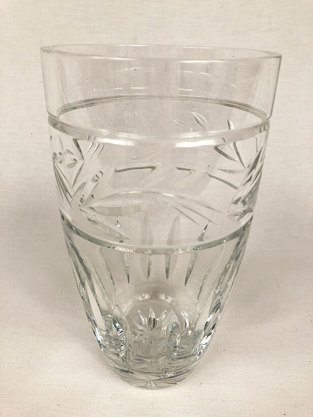 Large carved crystal vase