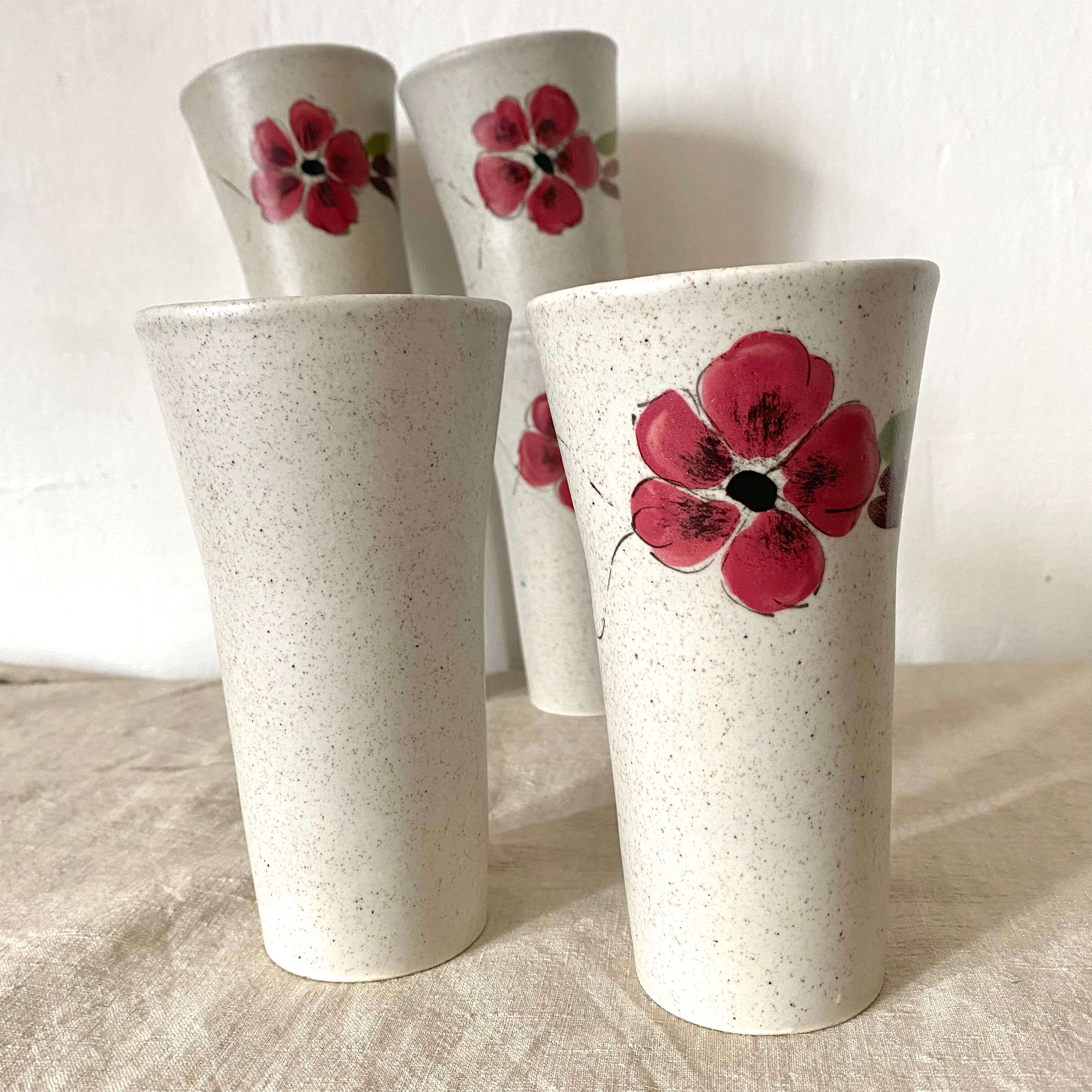 Glasses in vintage floral stoneware