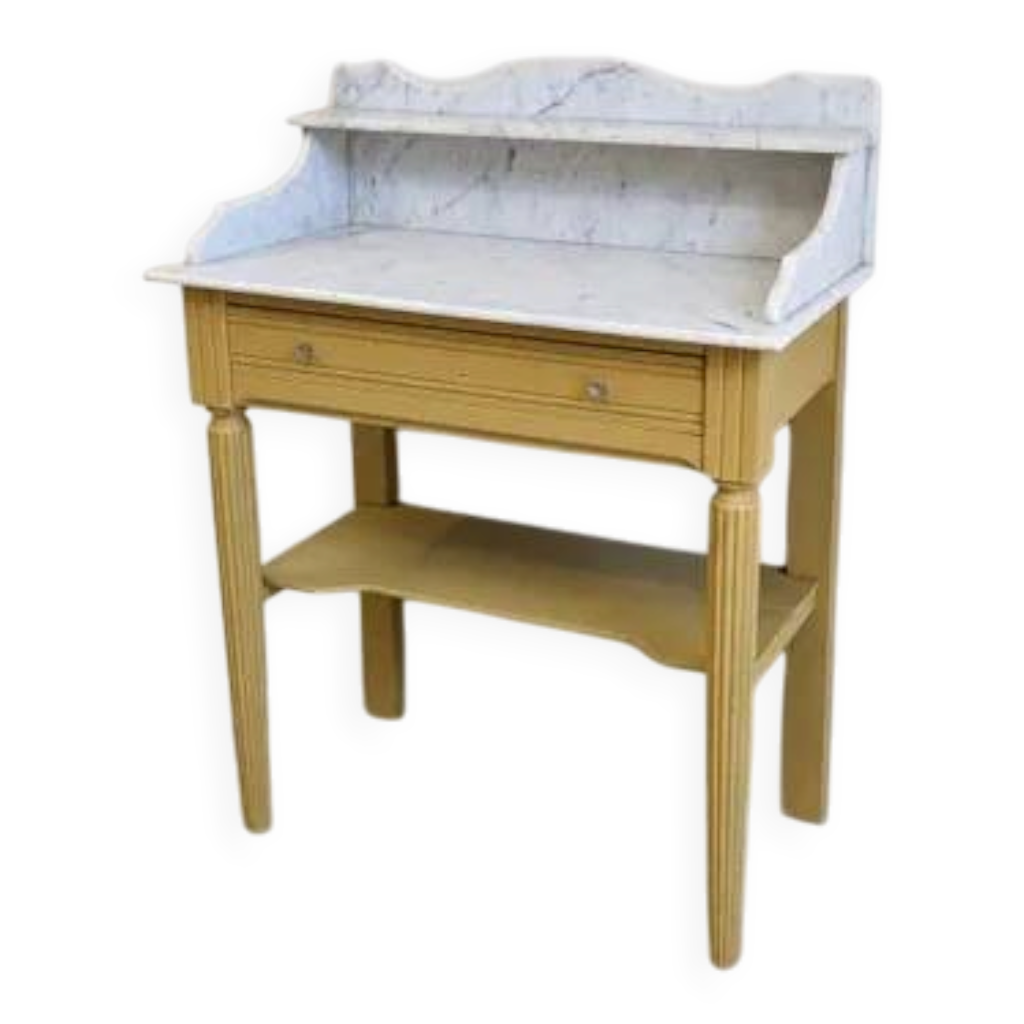 Antique wooden dressing table with painted finish and white marble – Farrow & Ball No. 66