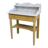 Coiffeuse ancienne en bois peint et marbre blanc – Farrow & Ball n°66