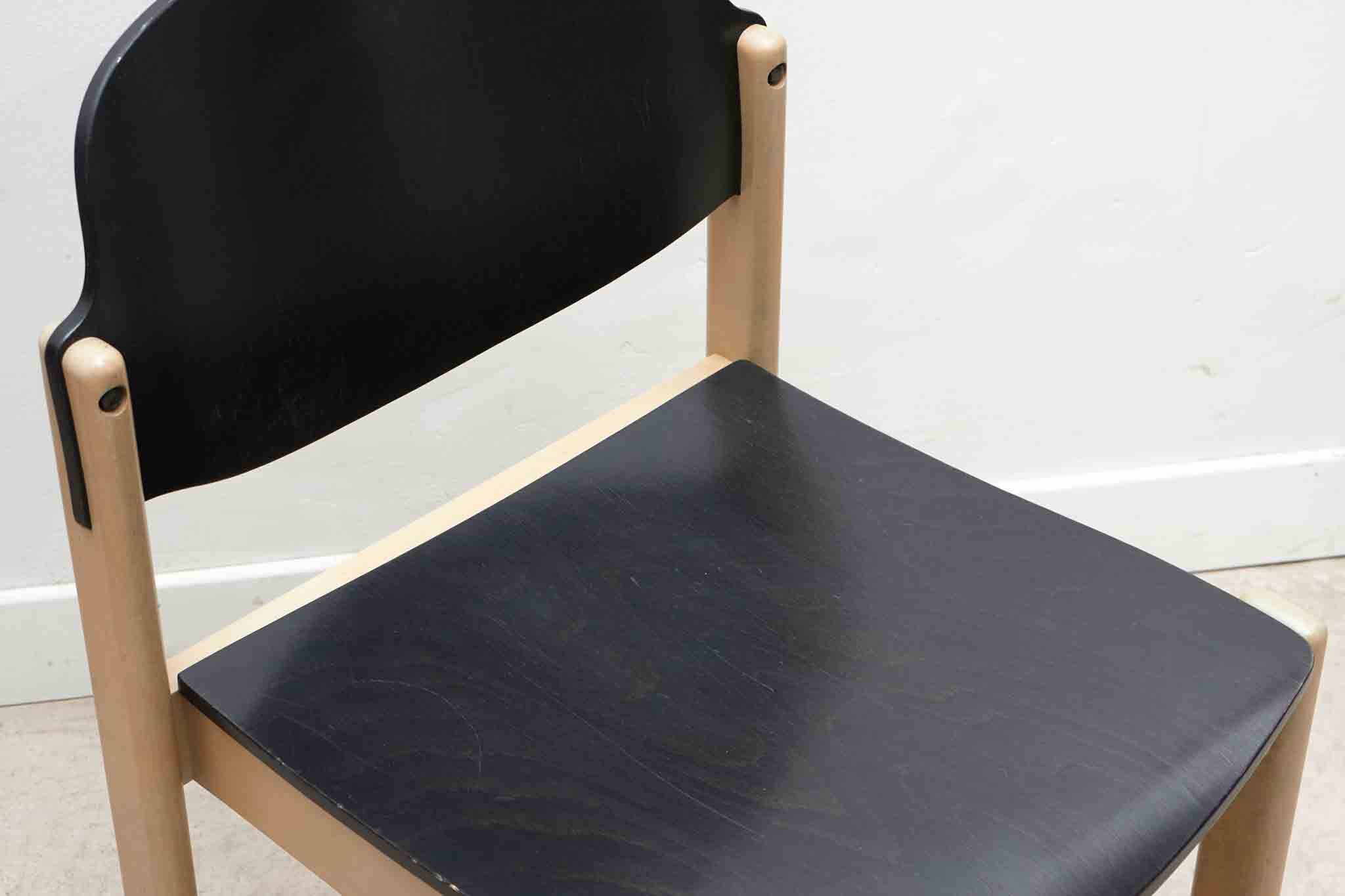 Curved wooden chair from the 1970s, Germany, black and beech.