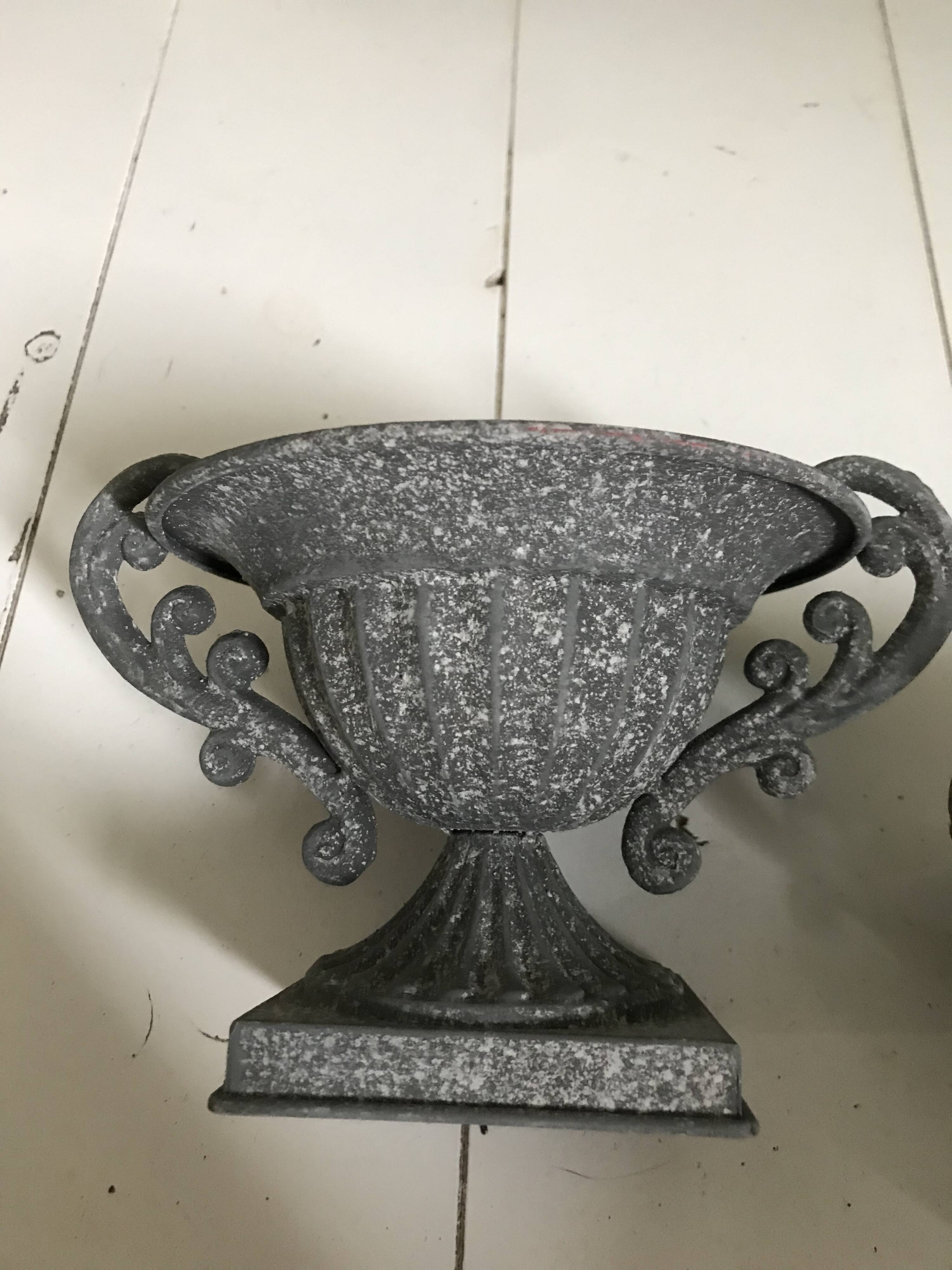 Small pair of zinc pots.