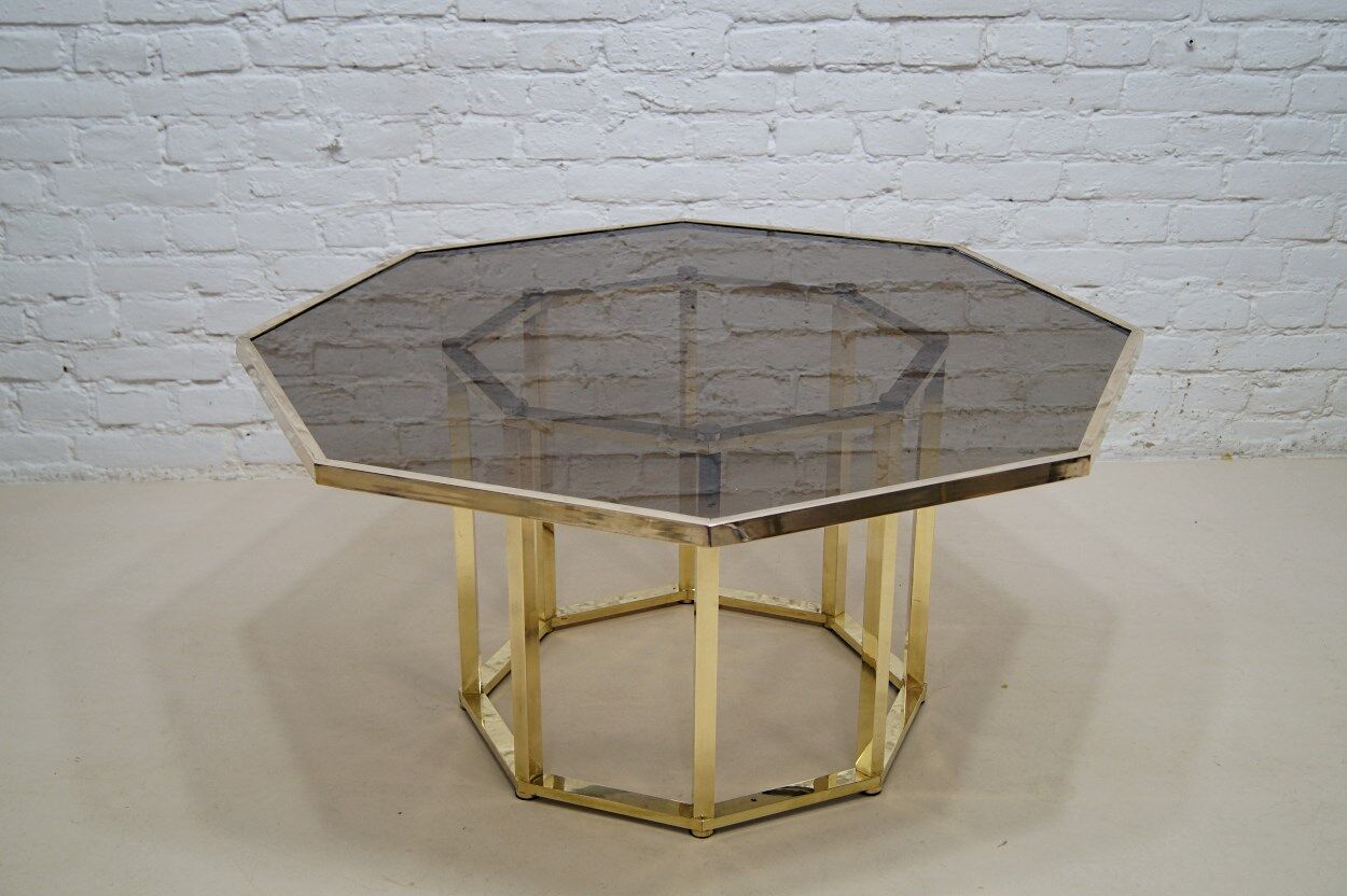 Brass  Italian coffee table by Romeo Rega, 1970s