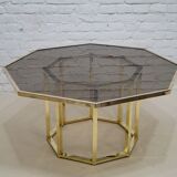 Brass  Italian coffee table by Romeo Rega, 1970s