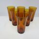 Set of six amber glass tumblers, Duralex, France, 1980s.