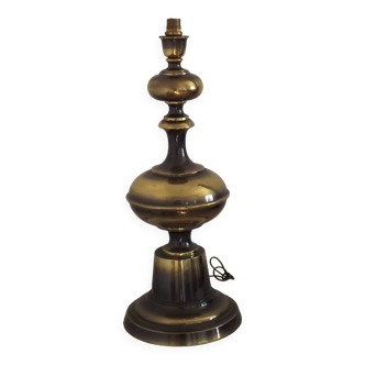 Grand socle de lampe de table vintage français en laiton bicolore de style traditionnel 5208