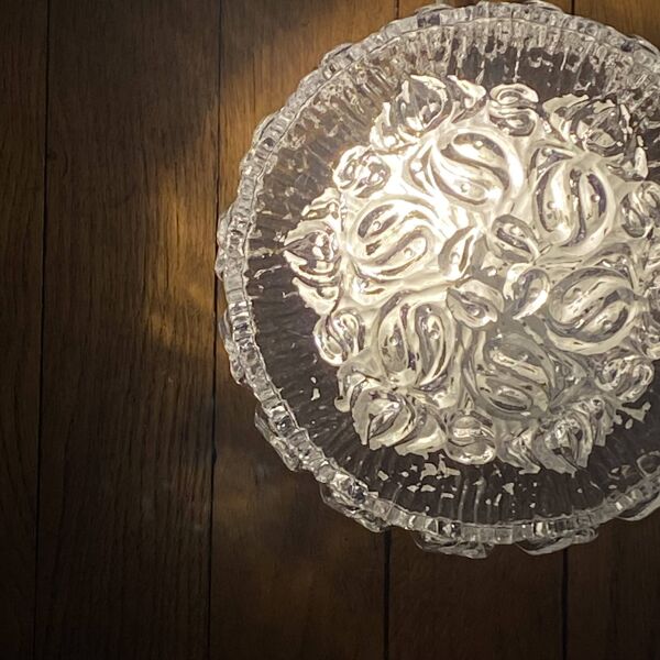 Applique murale ronde plafonnier verre transparent luminaire ancien vintage