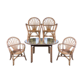 Garden furniture in rattan table and 4 armchairs