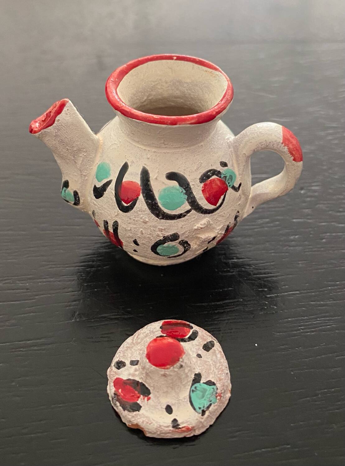 1 miniature terracotta dollhouse tea service