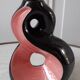 Pied de lampe en céramique rose et noire design Vallauris années 70
