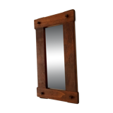 Miroir brutaliste vintage en chêne massif