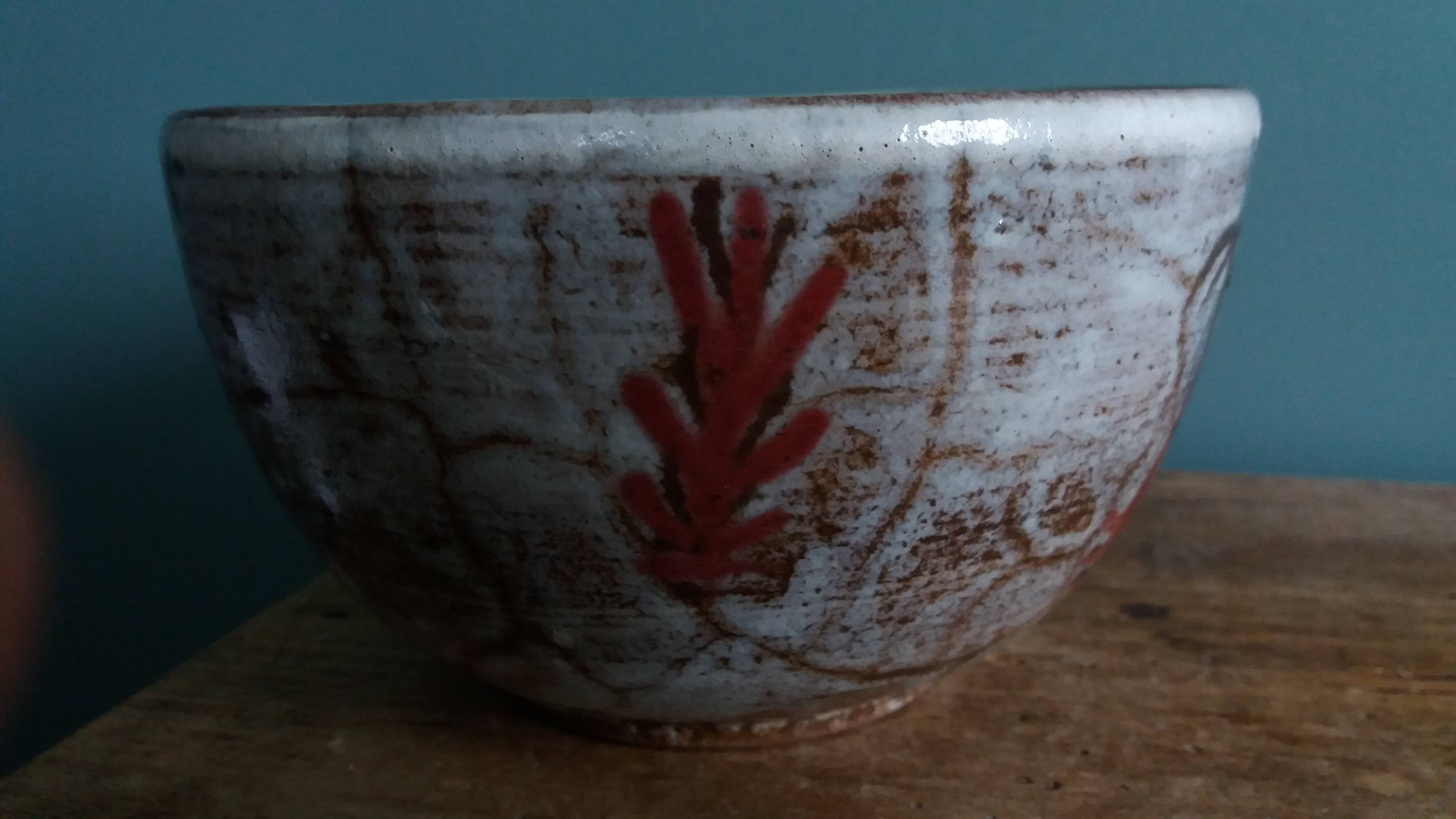 Empty pocket bowl signed Le Murier Gustave and Micheline Reynaud, Vallauris