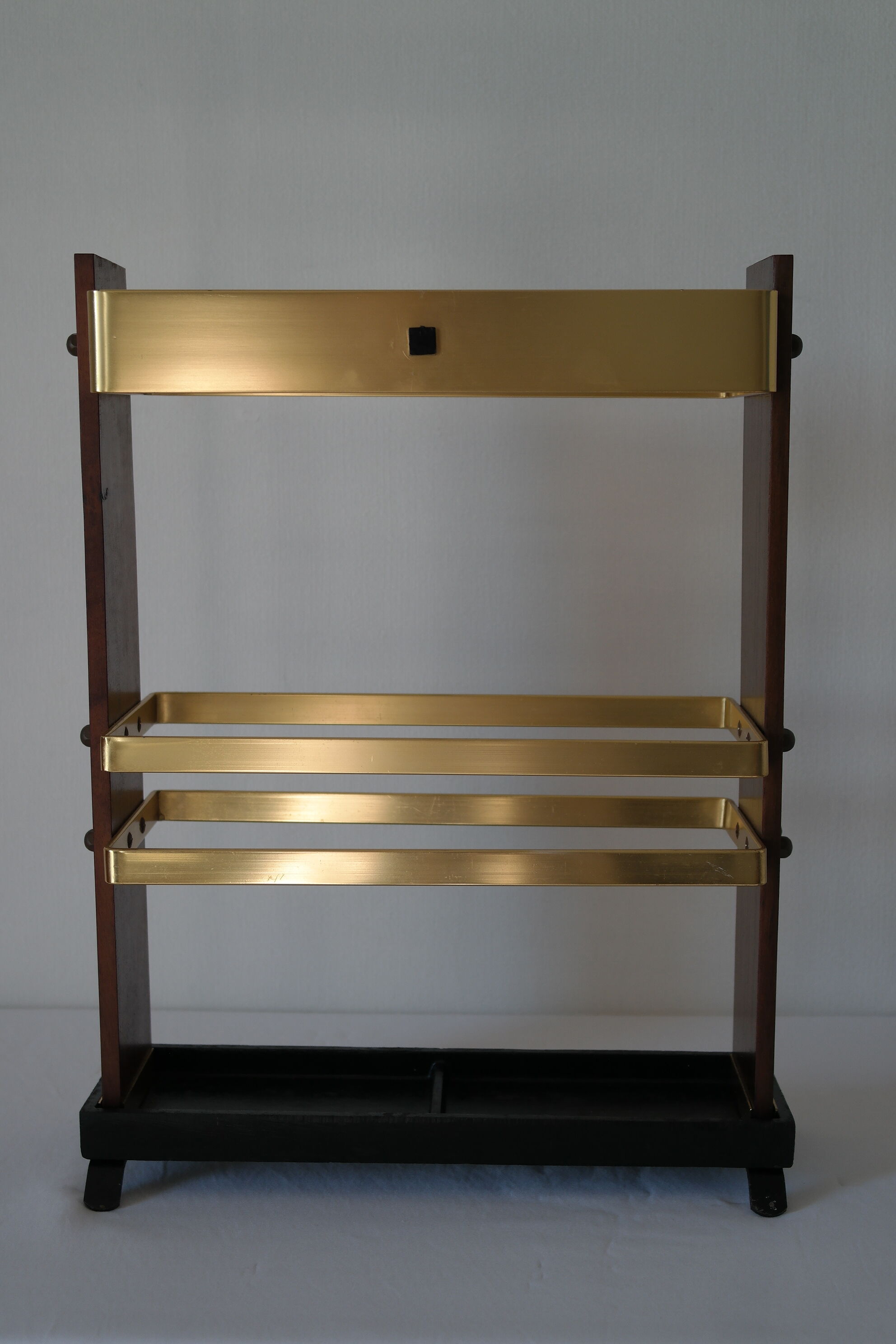 Vintage wooden and brass umbrella holder