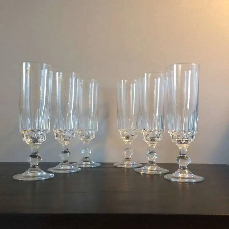 Old crystal champagne flutes