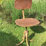 stool, swivel seat metal and wood