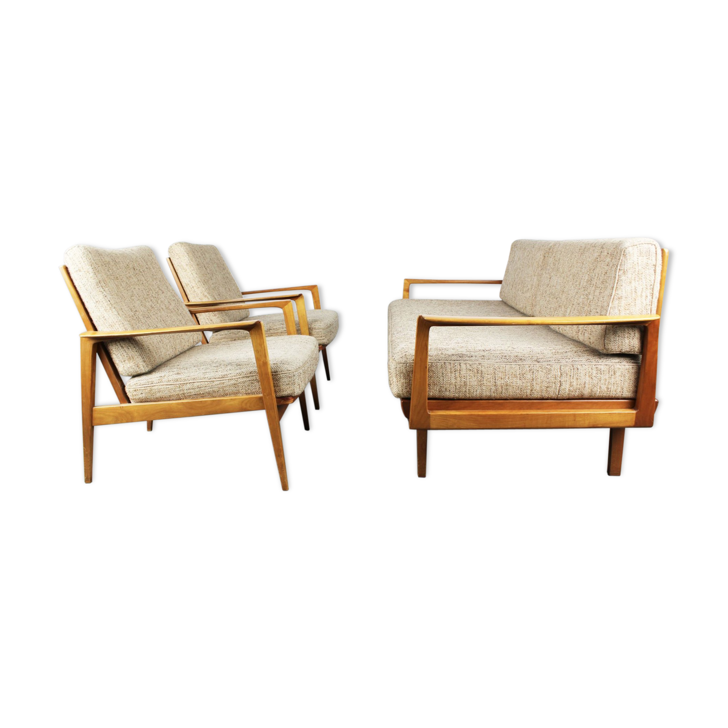 Antimott chairs - beige couch - brown by Wilhelm Knoll 1950s