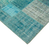 Tapis turc surteint fait à la main 204 cm x 303 cm Tapis Patchwork Turquoise
