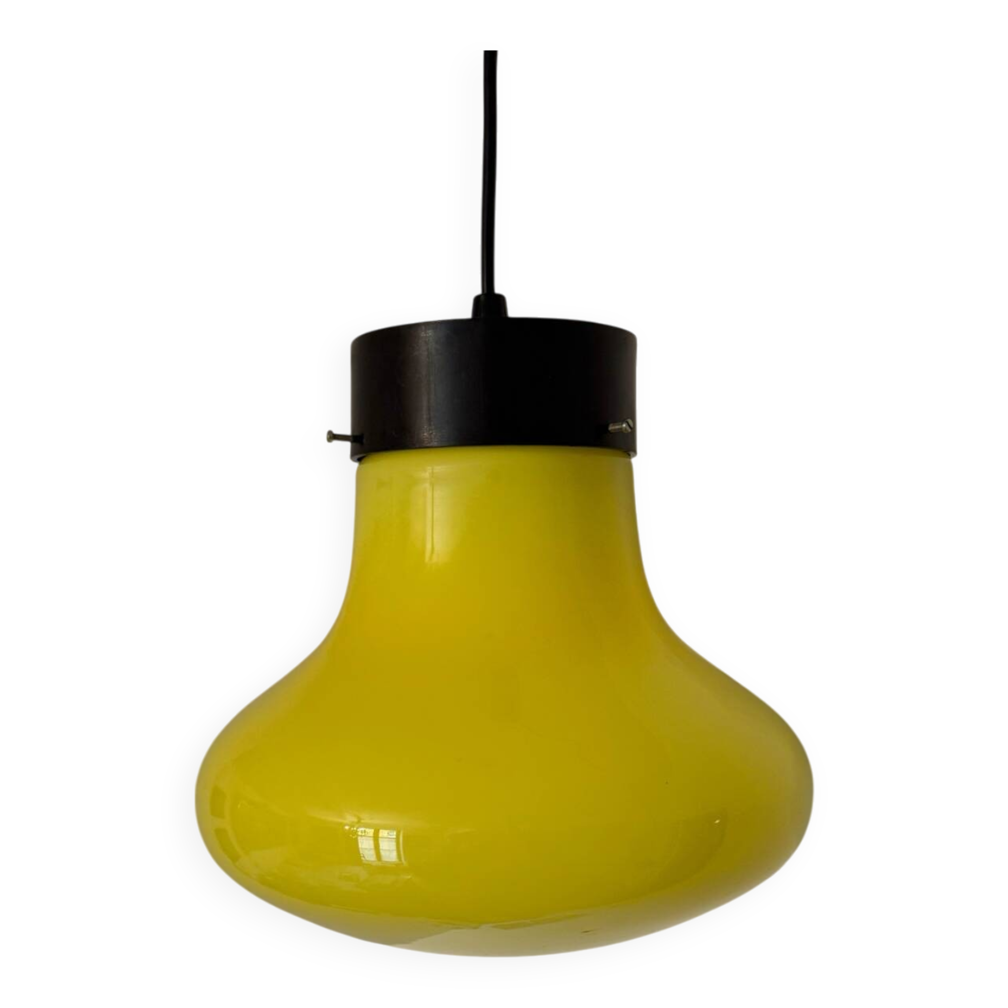 Yellow opaline pendant light from the 60s