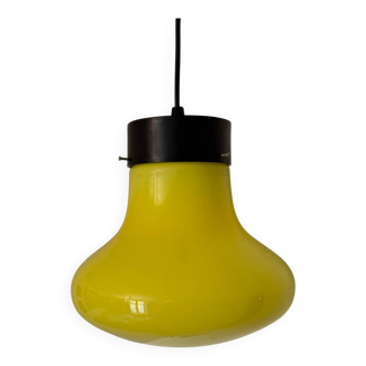 Yellow opaline pendant light from the 60s
