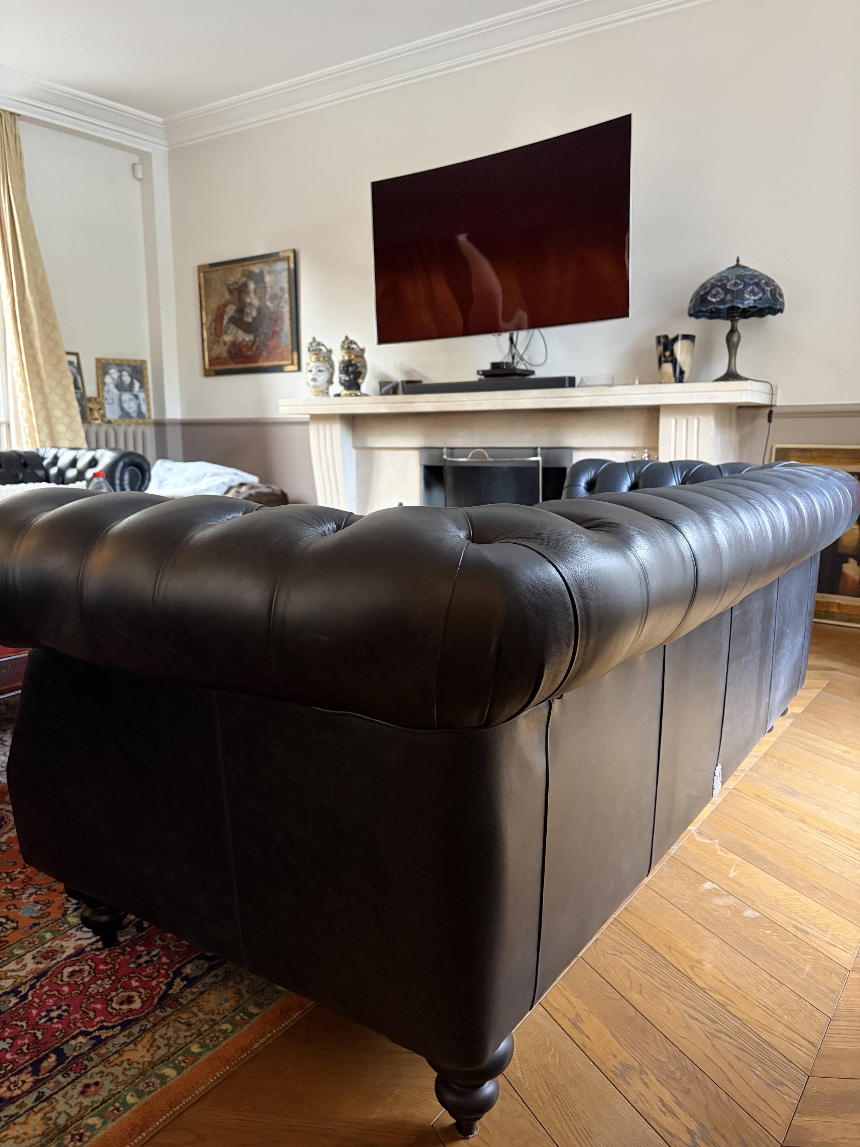Chesterfield sofa Sebastian - Fleming & Howland - black leather