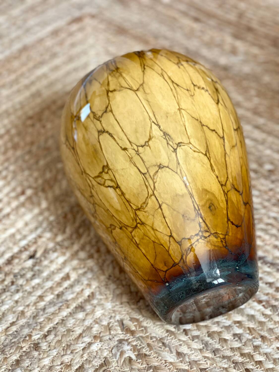 Mouth-blown glass vase.