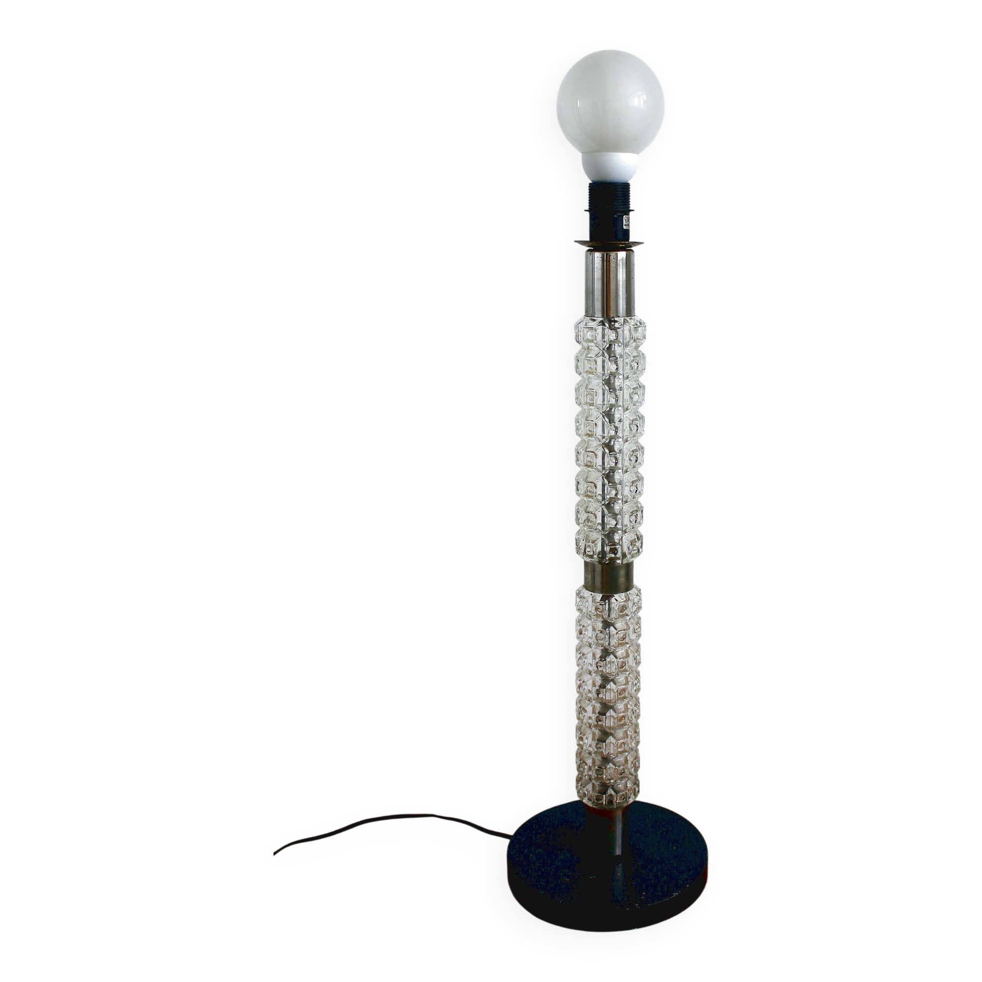 Small vintage Richard Essig art deco floor lamp in glass and chrome, 1960s