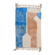 Modern light blue and beige colorful Berber rug