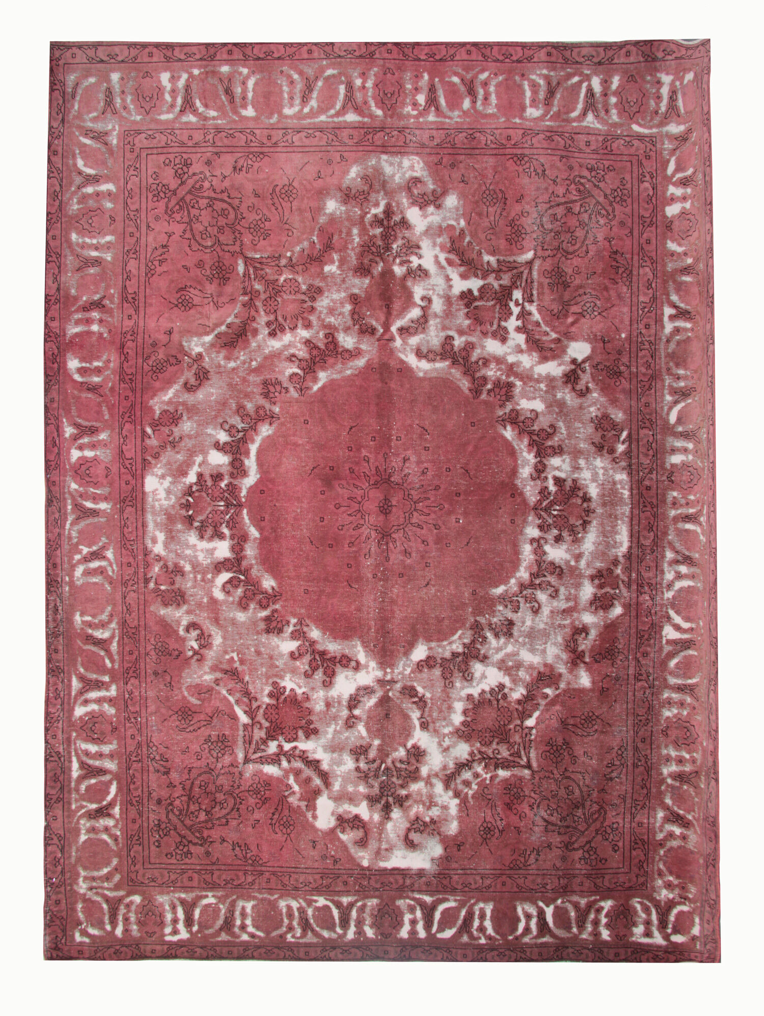 Vintage overdyed persian carpet handmade oriental red carpet - 330x400cm