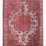 Vintage overdyed persian carpet handmade oriental red carpet - 330x400cm