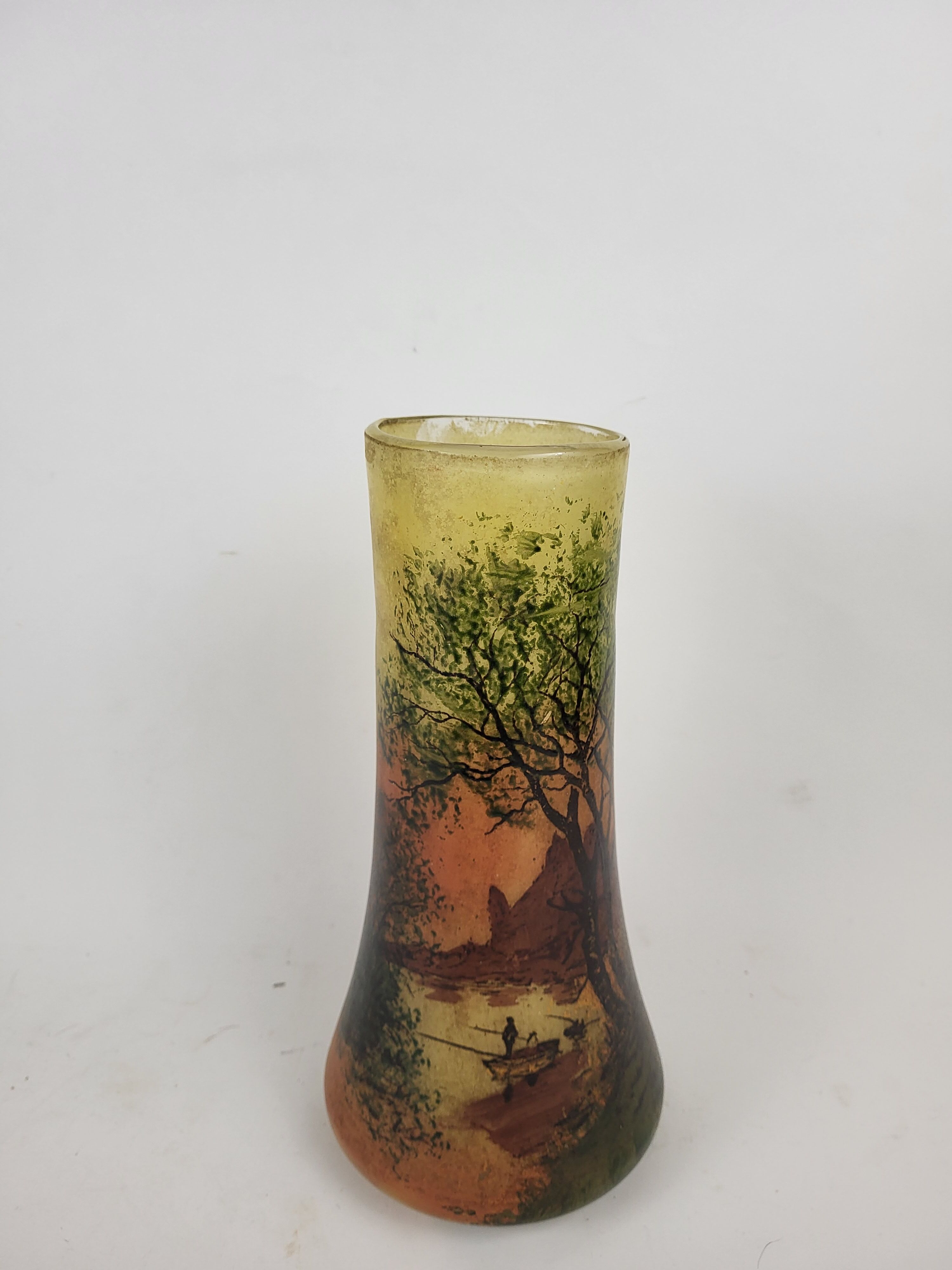 Enamelled glass vase Francois Theodore Legras