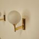 Pair of vintage wall lights in brass and glass from the 70s