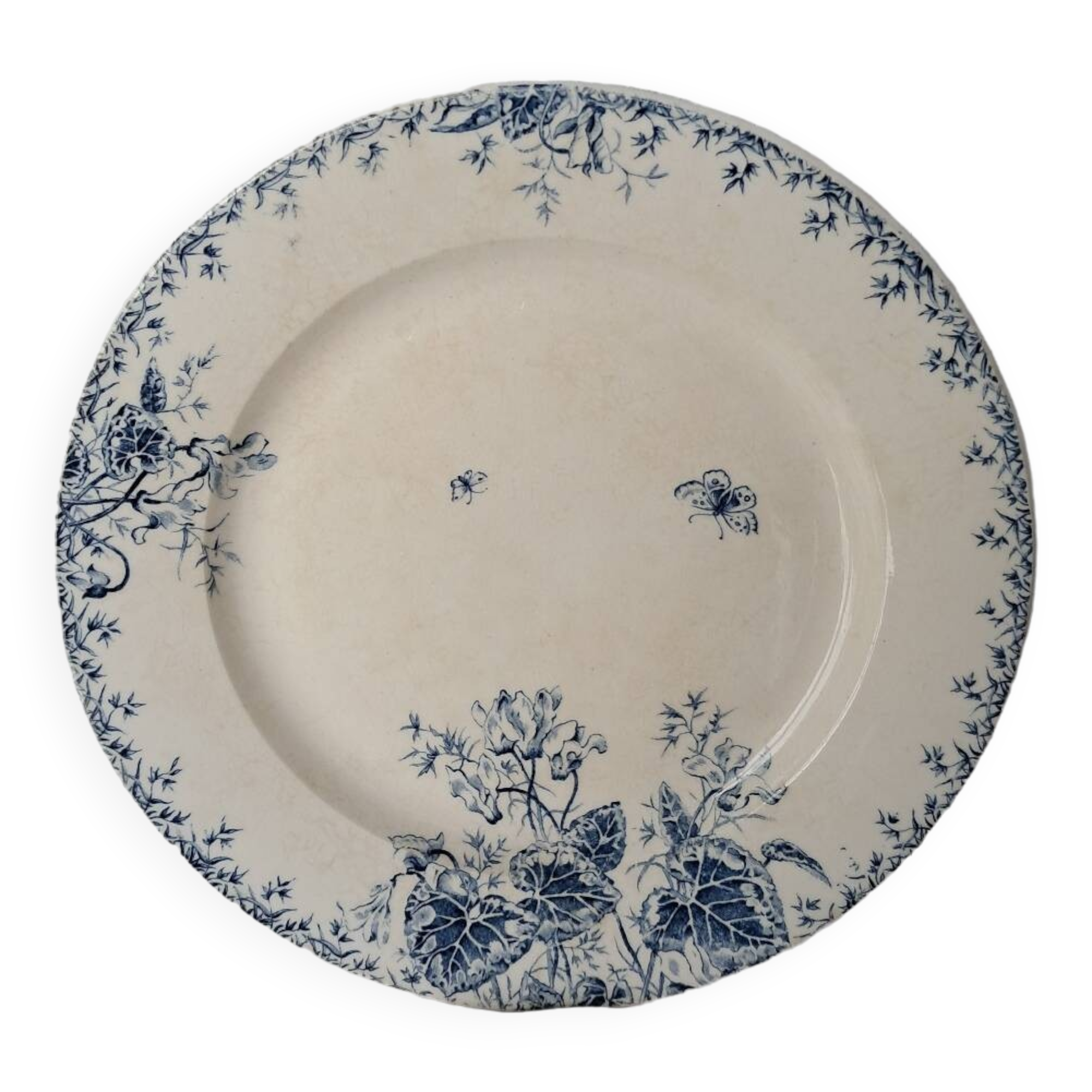 Round dish with cyclamen pattern, Gien porcelain