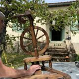 Wooden spinning wheel