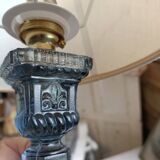 Paire de lampes en verre bleuté