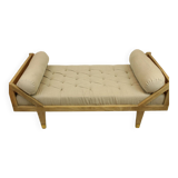 Wooden and fabric bench