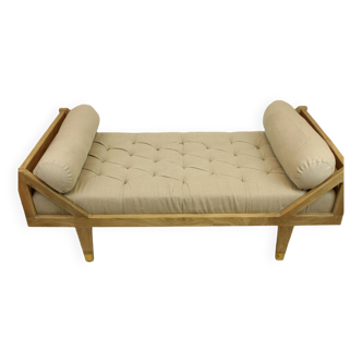 Wooden and fabric bench