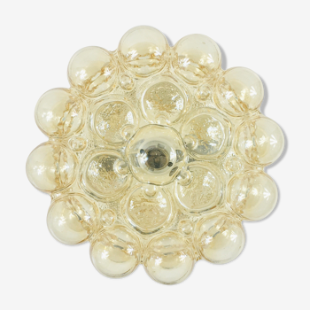Mid-century amber bubble glass flush mount or wall lamp / sconce by Helena Tynell for Limburg,