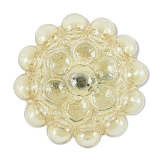 Mid-century amber bubble glass flush mount or wall lamp / sconce by Helena Tynell for Limburg,