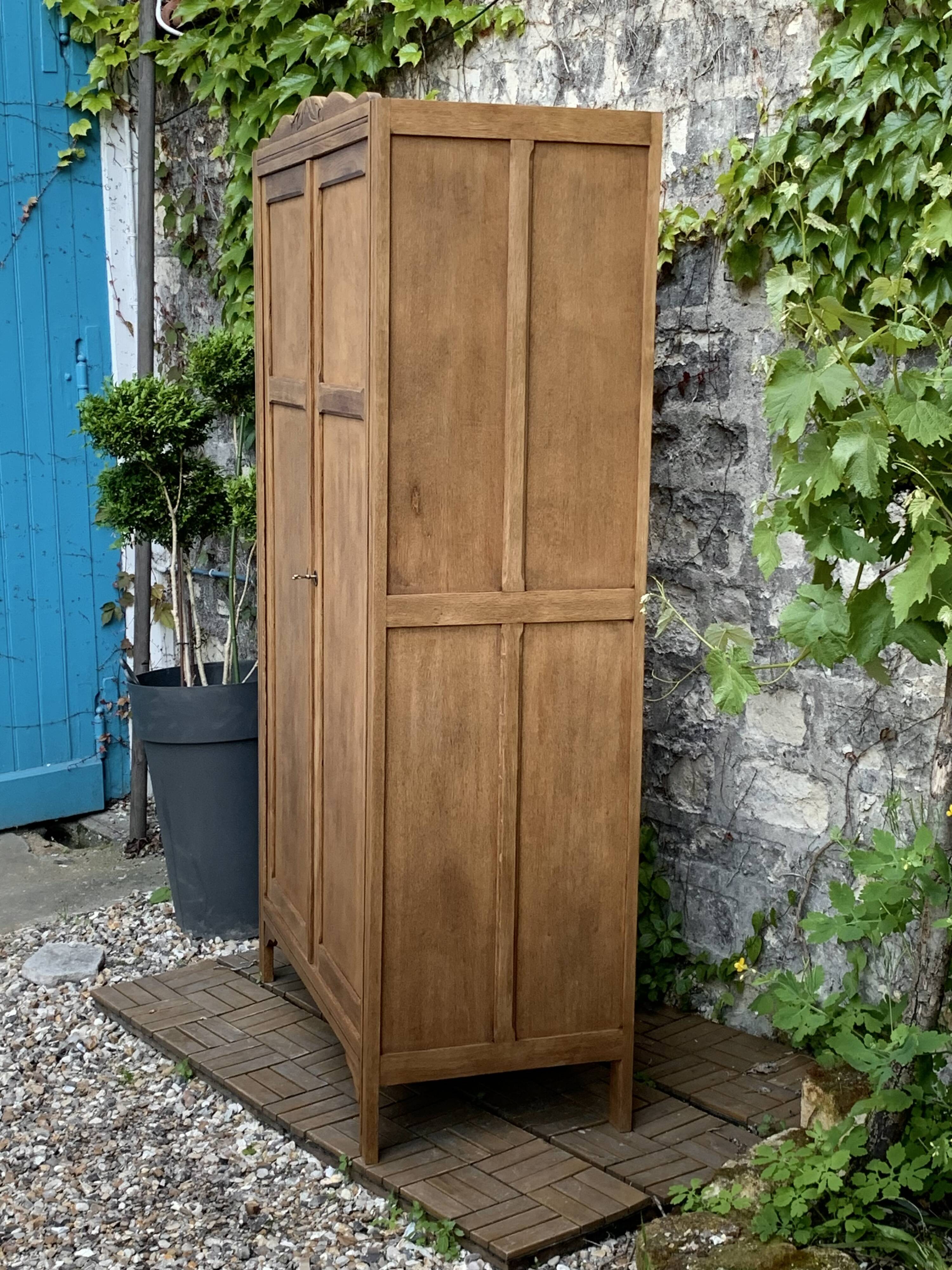 Parisian wardrobe, art deco raw wood wardrobe, 1930
