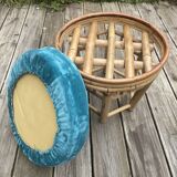 Vintage rattan pouf from the 60s