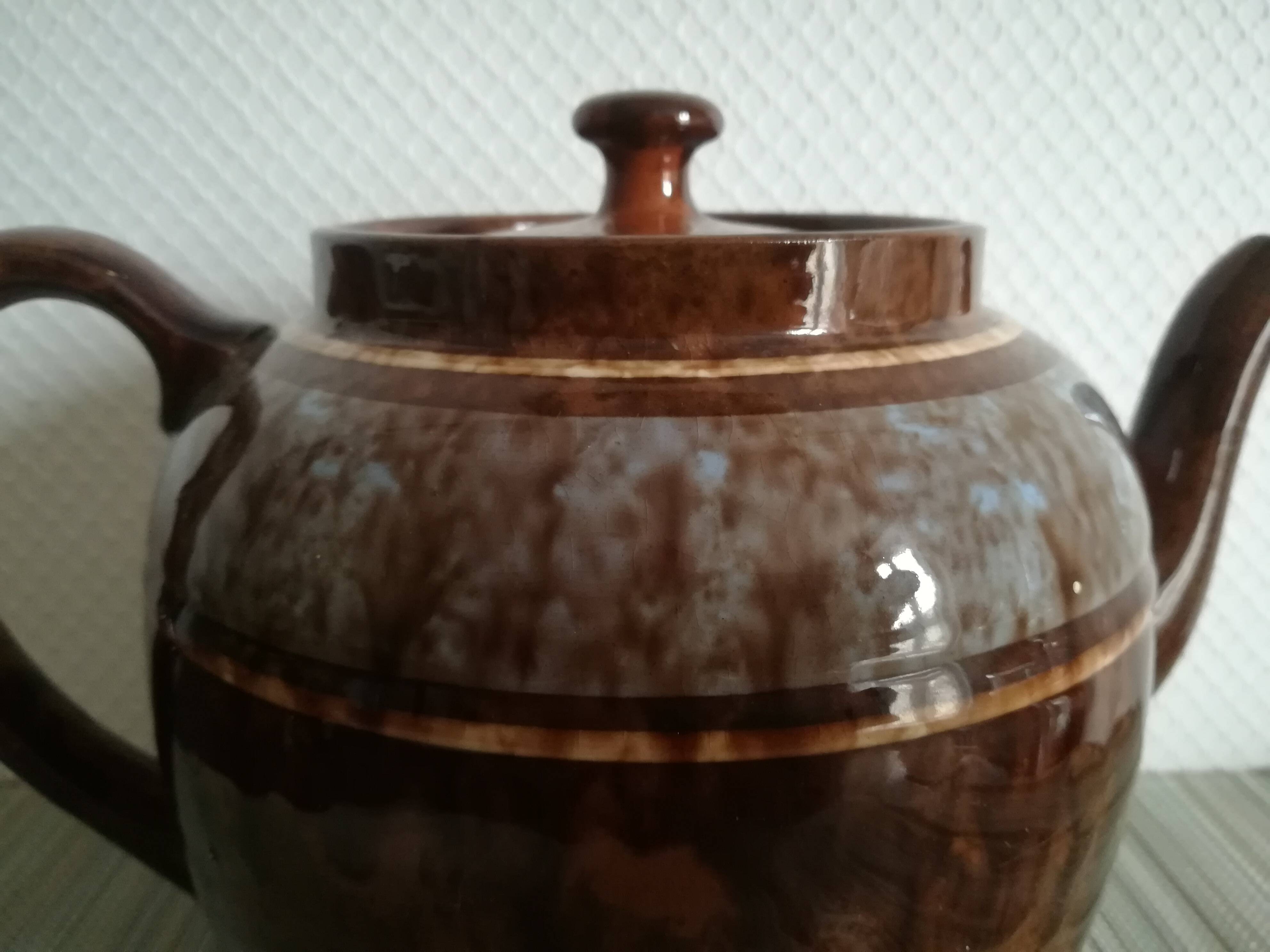 large vintage English earthenware teapot
