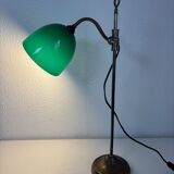 Vintage 1920s desk lamp in nickel-plated brass, celadon - 52 cm