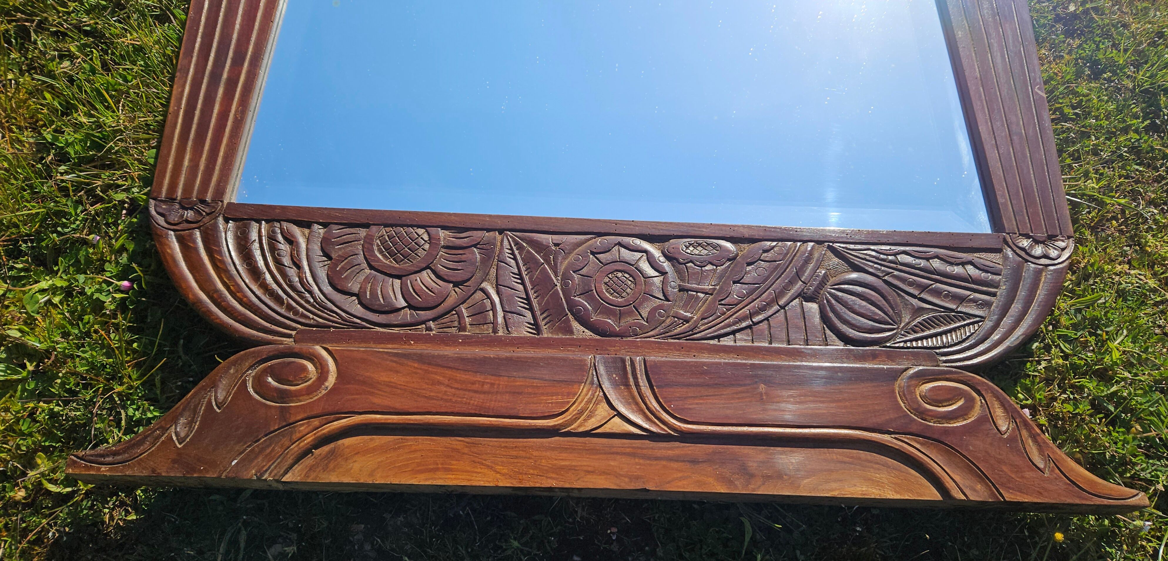 Art Deco mirror in carved wood