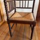 Set of 4 straw seats, turned legs in Bobin style.
