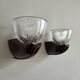 Pair of Art Deco wall lights, ceramic and holophane glass.