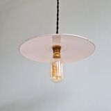 Trio of large industrial suspensions in green enamelled sheet metal.