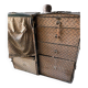 1930s travel trunk art deco fabric