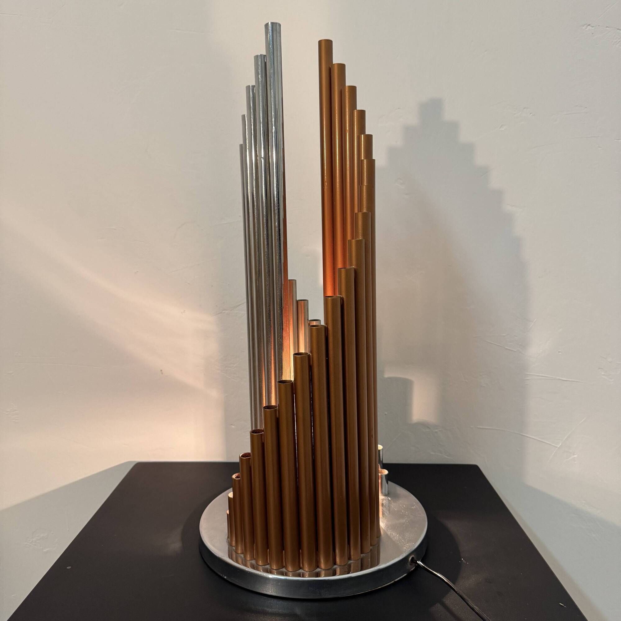 Table Lamp with Organ Pipes – 5 Light Points, Chrome Steel and Metal