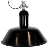 Black Enamel Industrial Pendant Lamp from AEG, 1930s